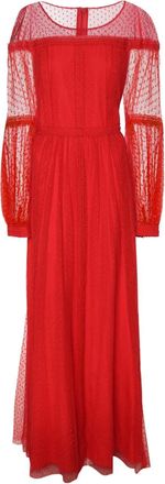 Max Azria Abito lungo in pizzo - Rosso