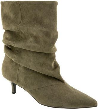 BCBGeneration Dalles Kitten Heel Pointed Toe Scrunch Bootie in Olive at Nordstrom, Size 7.5