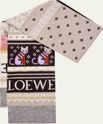Loewe x Louis Wain Futurist Cat Fair Isle Scarf