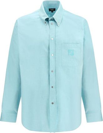 Fendi Blue Cotton Dress Mens Shirt