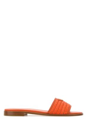 Prada Orange Woven Sandals