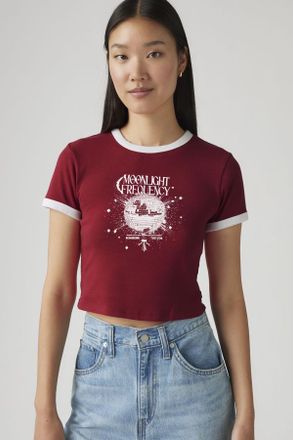 Levi's Camiseta Graphic Mini Ringer - Mujer - L - Rojo / Moonlight Frequency