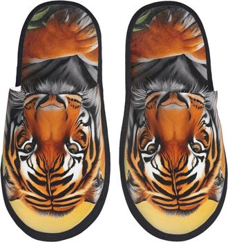 Generic Colorful Plant Tiger Men Women Slippers Slip On Shoes Lightweight House Shoes For Outdoor Bedroom Winter M