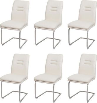 Hhg Hhg - Nunca Usado] Lote De 6 Sillas De Comedor 930, Silla De Cocina Basculante, Tela/textil Acero Inoxidable Cepillado, Crema-beige