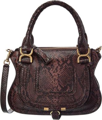 Chlo&eacute; Marcie Small Snake-Embossed Leather Satchel