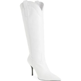 Stuart Weitzman Outwest Knee High Pointed Toe Boot in White. at Nordstrom Rack, Size 4.5