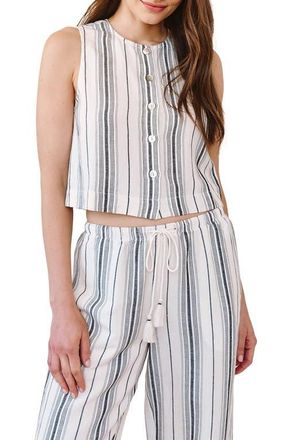 Bella Dahl Stripe Sleeveless Half Placket Crop Pullover in Boardwalk Stripe at Nordstrom, Size X-Small