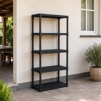 Dmora Estante De 3 Albergues En Polipropileno, Estantes Multiusos Para Interiores O Exteriores, 100% Made In Italy, Cm 80x40h176, Color Antracita, Con Embal