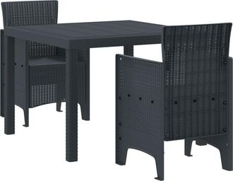 vidaXL Vidaxl - Conjunto De Comedor De Jard&iacute;n 3 Pcs Antracita Ratan Polt