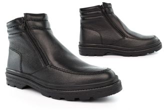 Generic Mens Real Leather Boots Mens Faux Fur Boots Size 6 Boys Boot Size 7 Ankle Boot Leather Upper Wide Open Faux Fur Zip Fastening Thermal Sizes 6-12 Black