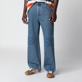 Loewe Jeans baggy Anagram in denim di cotone blu