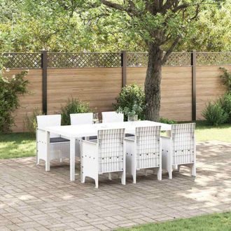 vidaXL Conjunto De Comedor De Jard&iacute;n 7 Pcs Blanco Ratan Polt Vidaxl