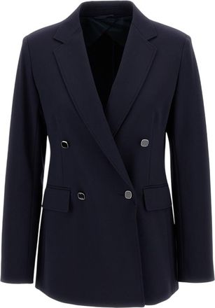 Max Mara Dark Blue Notched Lapel Blazer