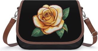 Generic Softball Rose Crossbody Bag Womens Handbag PU Message Bags Shoulder Purse with Adjustable Strap