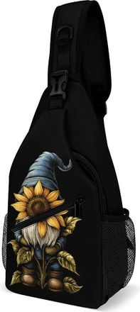 Generic Sunflower Gnome For Hippies And Spring Unisex Shoulder Bags Casual Crossbody Chest Bag Sling Backpack for Hiking Cycling Travel