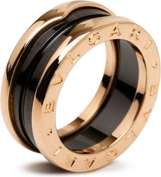 Bulgari Pink Gold Black Pink Gold (18K) Ceramic Band Ring (Pre-Owned)