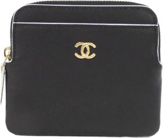 Chanel Black Leather Coin Purse/Coin Case (Pre-Owned)