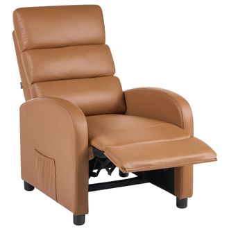 Beliani Sill&oacute;n Retro Reclinable Respaldo Ajustable Reposapi&eacute;s Tapizado De Piel Sint&eacute;tica Marr&oacute;n Otus