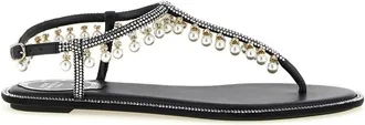 Rene Caovilla Black Open Round Toe Sandals