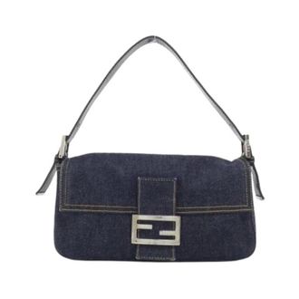 Fendi Pre-owned Baguette Schoudertas - Dames - Pre-owned - Blauw - Maat: ONE Size Denim