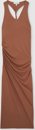 Reiss Womens Brown Ruched Jersey Midi Dress, Size: 12