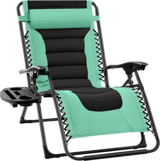 Best Choice Products Oversized Padded Zero Gravity Chair, Folding Outdoor Patio Recliner w/ Side Tray