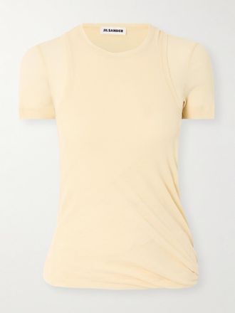Jil Sander T-shirt In Cr&ecirc;pe Di Cotone A Strati - Neutri