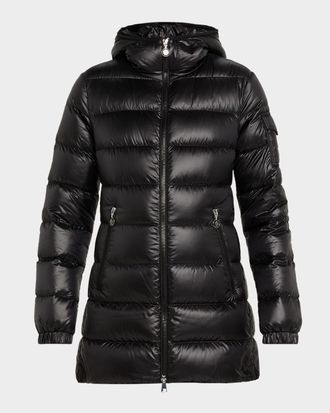 Moncler Glements Hooded Mid-Length Down Jacket