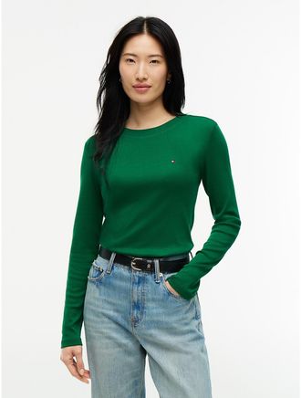 Tommy Hilfiger Womens Long-Sleeve Crewneck Favorite T-Shirt - Nouveau Green - XXL
