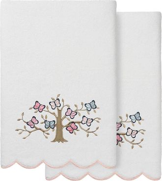 Linum Home Textiles 100% Turkish Cotton Teresa Scallop 2Pc Embellished Bath Towel Set