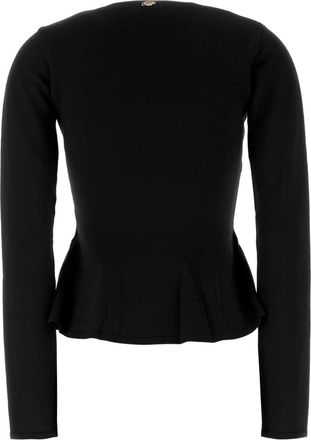 Blumarine Virgin Wool Peplum Sweater - Black