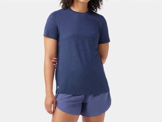 Smartwool Active Mesh Short Sleeve Top In Nightfall Blue-Deep Navy