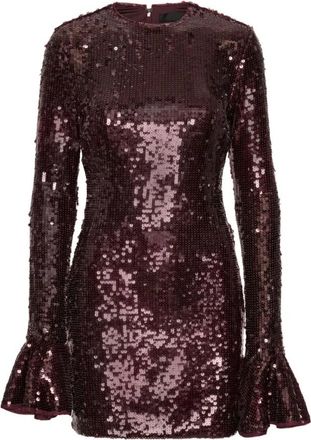 Rotate Sequins Ls Mini Dress - Dames - Feestkleedjes - Bruin - M - Polyester - Kleedjes
