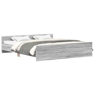 Berkfield Home Bed Frame with Headboard & Footboard Grey Sonoma 160x200 cm