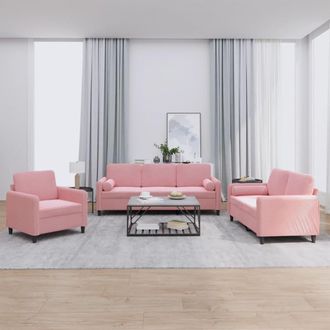 vidaXL Vidaxl - Juego De Sof&aacute;s Con Cojines 3 Piezas Terciopelo Rosa