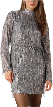 Ibana Frasy Mini Jurk - Dames - Feestkleedjes - Grijs - S - Polyester - Kleedjes