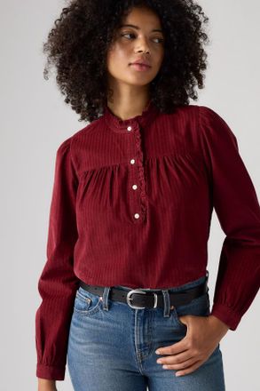 Levi's Perla Long Sleeve Blouse - Mujer - L - Rojo / Warm Cabernet Corduroy