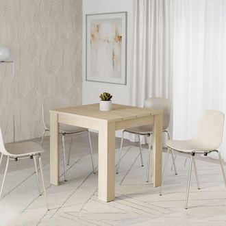 Dmora Mesa Fija Trosa, 4 Plazas, Superficie Efecto List&oacute;n, Forma Cuadrada, 80x80x76h Cm, Marr&oacute;n Roble