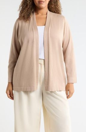 Anne Klein Chatham Open Front Cardigan in Latte at Nordstrom, Size 0 X