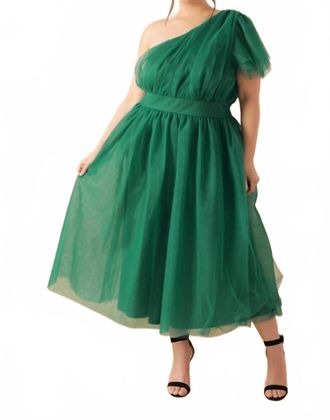 Flying Tomato Lively Charm Tulle Midi Dress - Plus In Emerald