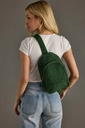 Panache Womens Corduroy Sling Bag In Dark Green
