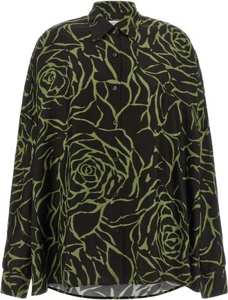 Dries Van Noten Black Oversized Floral Shirt