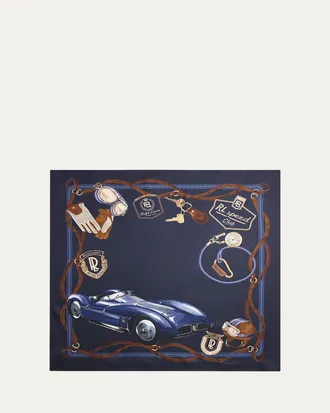 Ralph Lauren Purple Label Mens Rl Speed Club Hemp and Cotton Pocket Square