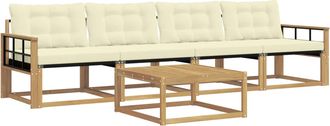 vidaXL Conjunto De Sof&aacute;s De Exterior 5 Uds. Blanco Y Crema Vidaxl
