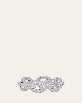 Sidney Garber 18K White Gold Oval Link Ring, Size 5.5