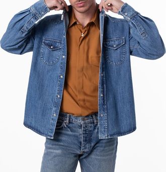 Bally Long-Sleeved Western Denim Shirt, Size Medium