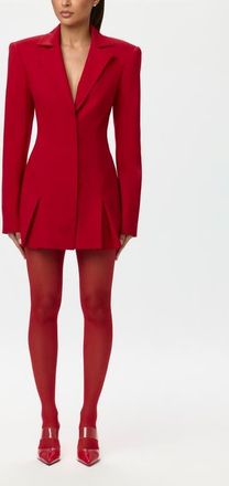 Naked Wardrobe Pleated Long Sleeve Suiting Blazer Minidress in Red at Nordstrom, Size X-Small