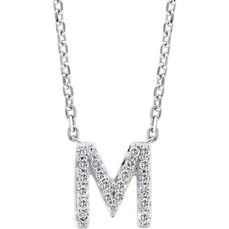 Effy Sterling Silver Pav&eacute; Diamond Initial Pendant Necklace - 0.14 ctw. in White-M at Nordstrom Rack