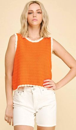 Pinch Design Sleeveless Knit Top In Orange You Glad
