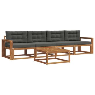 vidaXL Conjunto De Sof&aacute;s De Exterior 5 Pcs Natural Y Antracita Vidaxl
